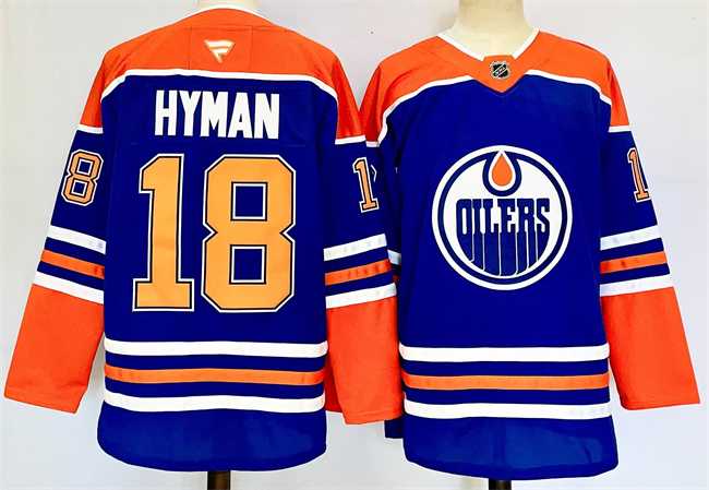 Men%27s Edmonton Oilers #18 Zach Hyman Royal 2024-25 Stitched Jersey